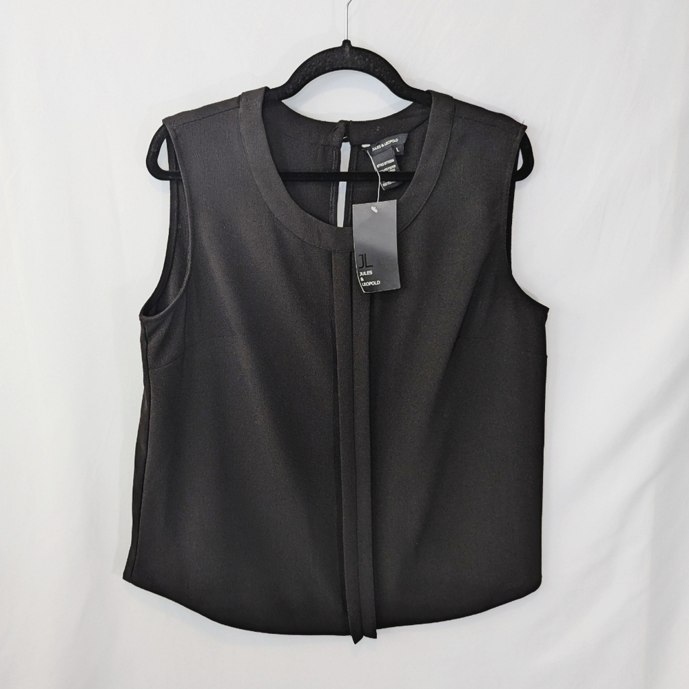 NWT Jules & Leopold Black Sleeveless Tank Top with Keyhole, Women's size Large